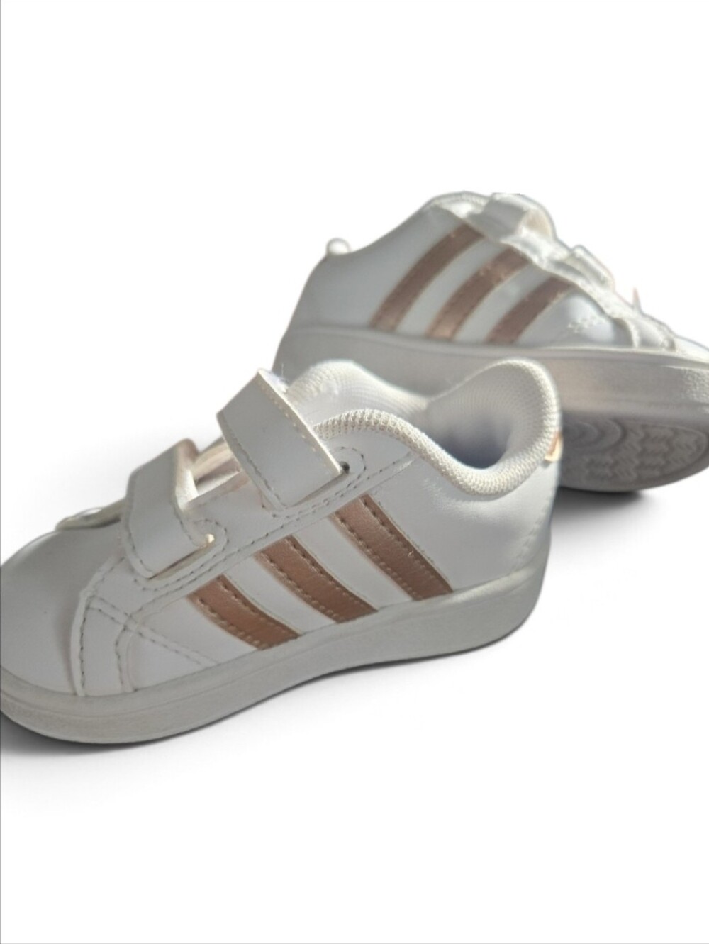 Adidas Grand Court Toddler Sneakers White & Rose Gold Metallic Size 4K 4.5C US